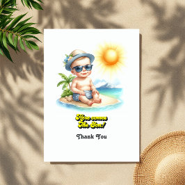 Tarjeta De Agradecimiento Niño de playa tropical llega el hijo Baby Shower