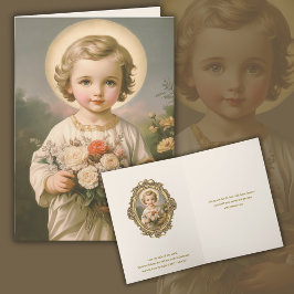 Tarjeta De Agradecimiento Niño Jesús Vintage Floral Amistad Religiosa