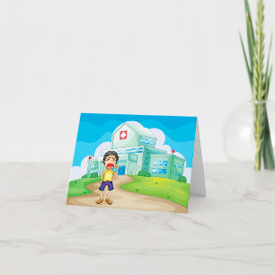 Tarjeta De Agradecimiento Niño Llorando Fuera Del Hospital