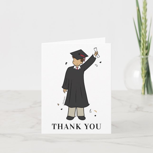 Tarjeta De Agradecimiento Niño Personalizado Avatar| Graduación en la escuel (Anverso)