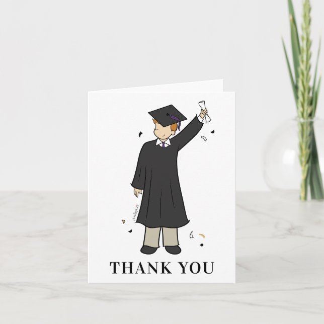 Tarjeta De Agradecimiento Niño Personalizado Avatar| Graduación secundaria G (Anverso)