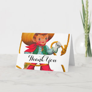 Tarjeta De Agradecimiento Niño retro niño vago occidental