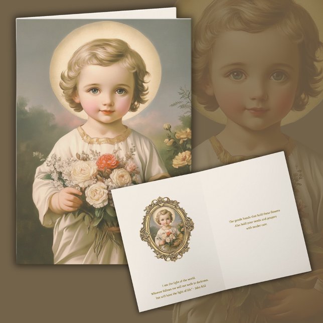 Tarjeta De Agradecimiento Niño Vintage Jesús Floral Amistad Religiosa (Subido por el creador)
