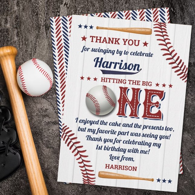Tarjeta De Agradecimiento Niños Béisbol Primer Cumpleaños (Subido por el creador)