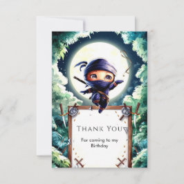 Tarjeta De Agradecimiento Niños de Acuarela Cumpleaños Ninja