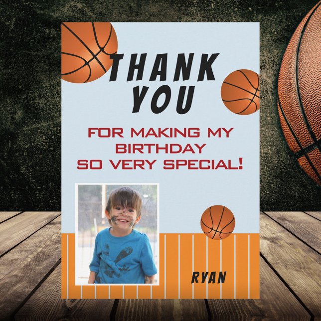 Tarjeta De Agradecimiento Niños de baloncesto lindo foto de cumpleaños (Subido por el creador)