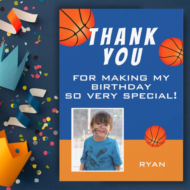 Tarjeta De Agradecimiento Niños de baloncesto lindo foto de cumpleaños (Subido por el creador)