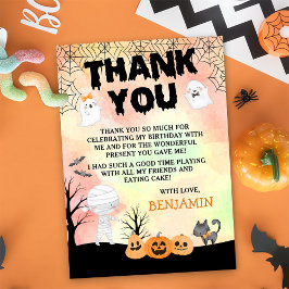 Tarjeta De Agradecimiento Niños de Halloween organizan fiesta de cumpleaños