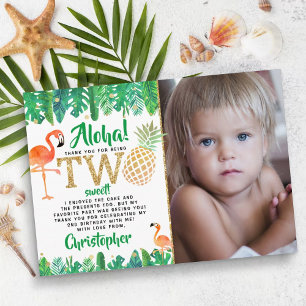 Tarjeta De Agradecimiento Niños de la Playa Tropical de Luau de Verano Foto 