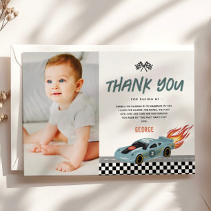 Tarjeta De Agradecimiento Niños Dos Carreras rápidas de fotos Coche Segundo 