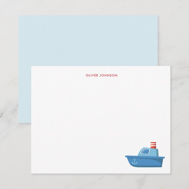 Tarjeta De Agradecimiento Niños en un barco lindo gracias (Anverso / Reverso)