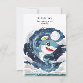 Tarjeta De Agradecimiento Niños encantados cumpleaños de tiburón náutico