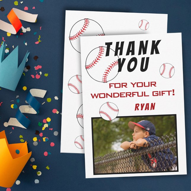 Tarjeta De Agradecimiento Niños fotográficos de cumpleaños de béisbol (Subido por el creador)
