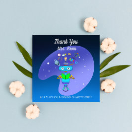 Tarjeta De Agradecimiento Niños Geniales Robot Aprendiendo Gracias a la Lect