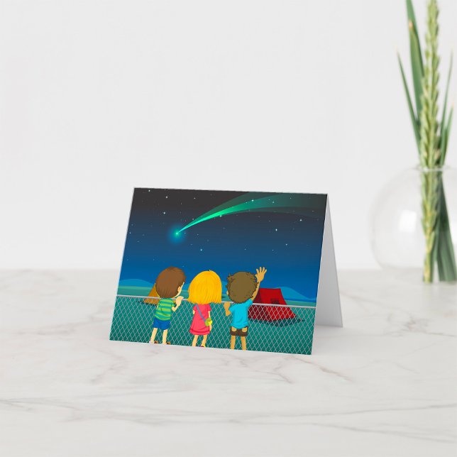 Tarjeta De Agradecimiento Niños Mirando Un Cometa (Subido por el creador)