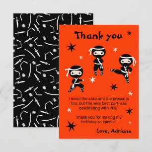 Tarjeta De Agradecimiento Niños Ninja Lindos - Fiesta de Cumpleaños de las C