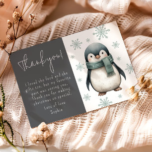 Tarjeta De Agradecimiento Niños Pingüino de Invierno