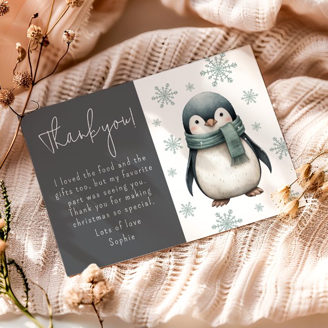 Tarjeta De Agradecimiento Niños Pingüino de Invierno (Subido por el creador)