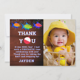Tarjeta De Agradecimiento Niños Primer cumpleaños Pequeño pescador o pescado