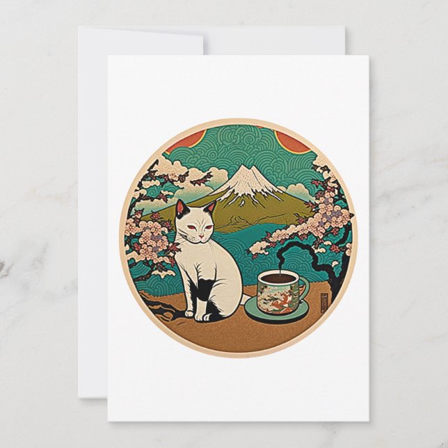 Tarjeta De Agradecimiento No 01, Happy Hawaiian Lucky Cat Bebe Café (Anverso)