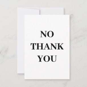 Tarjeta De Agradecimiento NO Gracias Cartas, No Gracias