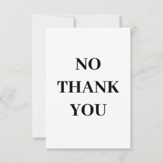 Tarjeta De Agradecimiento NO Gracias Cartas, No Gracias