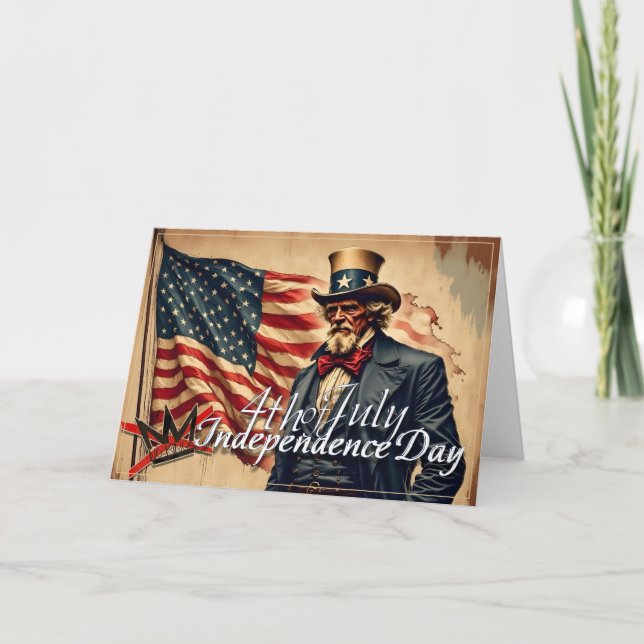 Tarjeta De Agradecimiento No Kings Uncle Sam Independence Day Art (Anverso)