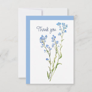 Tarjeta De Agradecimiento No me olvides Gracias Acuarela Flor de Jardín