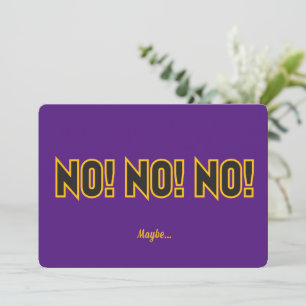 Tarjeta De Agradecimiento No No No Quizás Púrpura BG