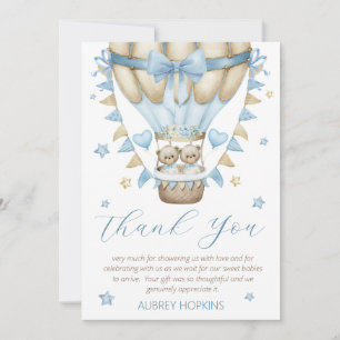 Tarjeta De Agradecimiento No Podemos Esperar Más Baby Shower de Niños Gemelo