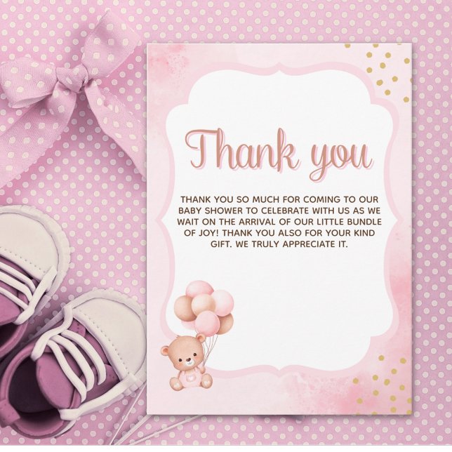 Tarjeta De Agradecimiento No podemos esperar mas Lindo oso Rosa Baby shower (Subido por el creador)