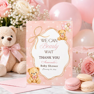 Tarjeta De Agradecimiento No Podemos Esperar Más Niña Oso Rosa Baby Shower