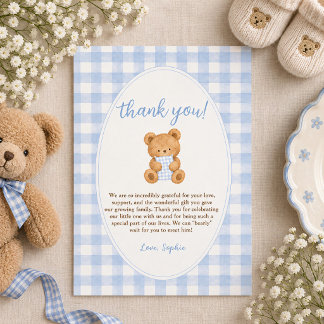 Tarjeta De Agradecimiento No Podemos Esperar Más Oso Niño Baño De Bebé