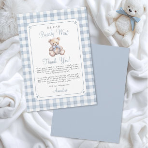 Tarjeta De Agradecimiento No Podemos Esperar Oso Azul Baby Shower