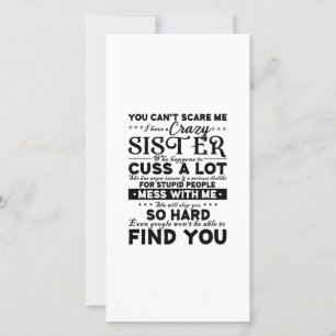 Tarjeta De Agradecimiento No Puedes Asustarme Tengo Una Hermana Loca