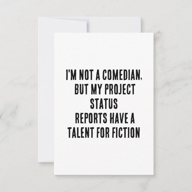 Tarjeta De Agradecimiento No soy un comediante, pero mi estado del proyecto  (Anverso)