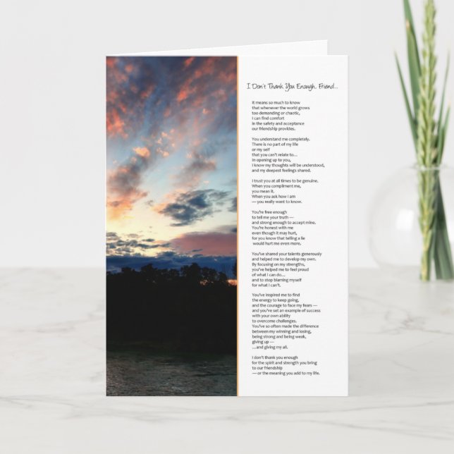 Tarjeta De Agradecimiento No Te Agradezco Lo Suficiente, Amigo. (Anverso)
