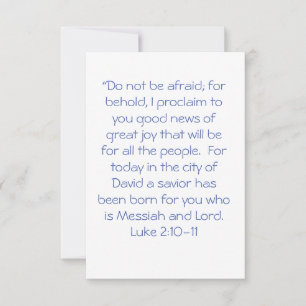 Tarjeta De Agradecimiento No tengas miedo Luke 2:10-11