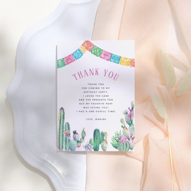 Tarjeta De Agradecimiento No Time To Siesta First Fiesta Girl Birthday (Subido por el creador)
