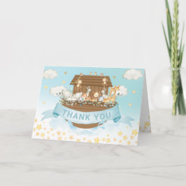 Tarjeta De Agradecimiento Noah's Ark Cute Animals Boy Birthday Baby Shower