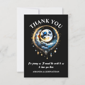 Tarjeta De Agradecimiento Noche celestial de luna llena 3D elegante