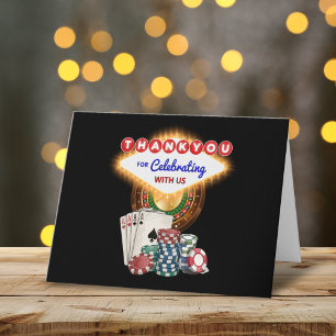 Tarjeta De Agradecimiento Noche de Casino en Las Vegas Cumpleaños / Despedid