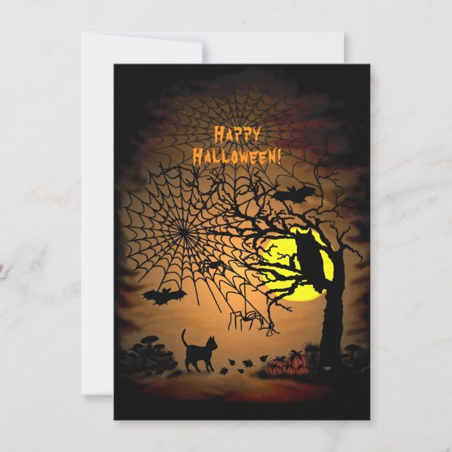 Tarjeta De Agradecimiento Noche de Halloween, ¡Feliz Halloween! (Anverso)