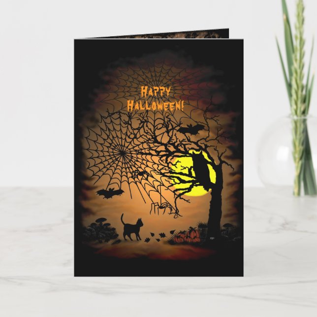 Tarjeta De Agradecimiento Noche de Halloween, ¡Feliz Halloween! (Anverso)