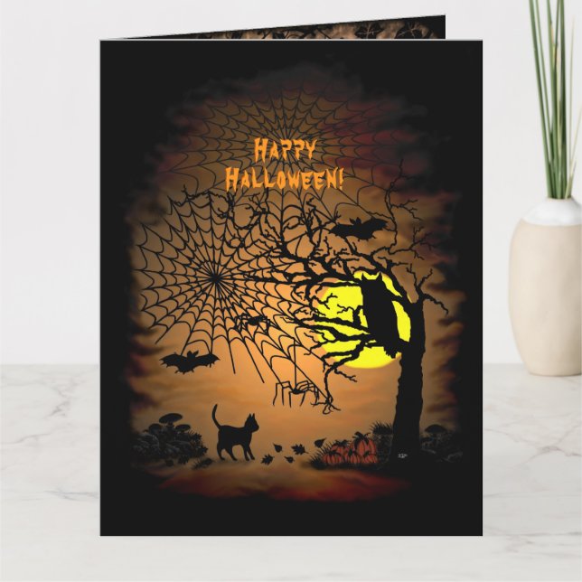 Tarjeta De Agradecimiento Noche de Halloween, ¡Feliz Halloween! (Anverso)
