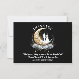 Tarjeta De Agradecimiento Noche de silueta de pareja celestial de media luna
