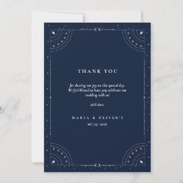Tarjeta De Agradecimiento Noche estrellada Boda celestial Azul marino Elegan