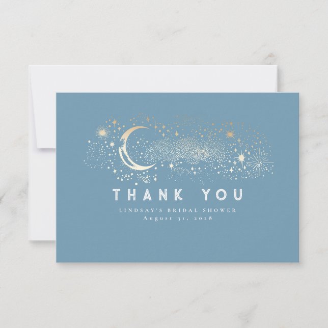 Tarjeta De Agradecimiento Noche estrellada Crescent Moon Small Gracias (Anverso)