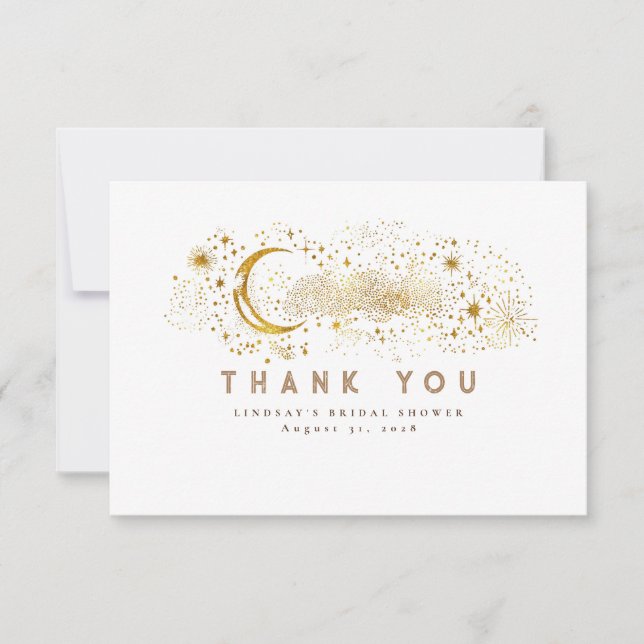 Tarjeta De Agradecimiento Noche estrellada Crescent Moon Small Gracias (Anverso)