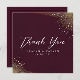 Tarjeta De Agradecimiento Noche estrellada de boda carmesí profundo